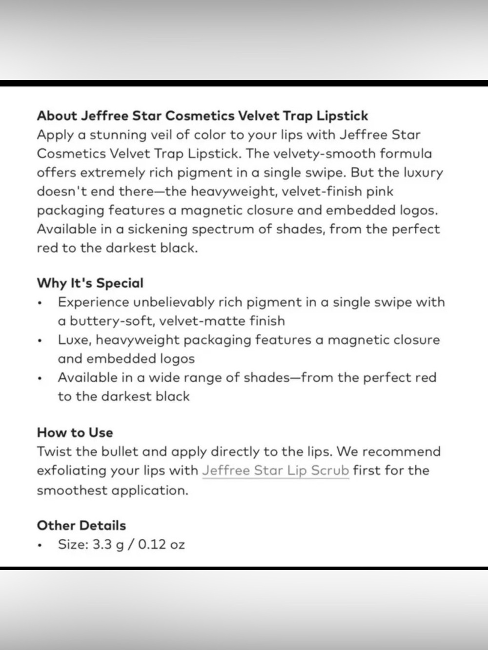 Jeffree Star Cosmetics Velvet Trap Lipstick (pick one) - Picture 10 of 10